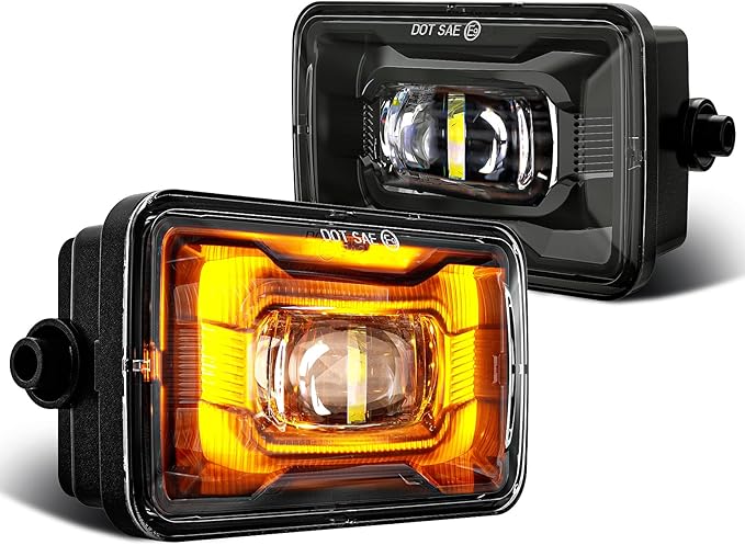 1000% Bright 4 Inch LED Fog Lights with Patented Amber Ambient Lights Compatible with Ford F150 2015-2020,2017-2019 F250 F350 F450 F550 Super Duty Bumper Driving Fog Lights Assembly