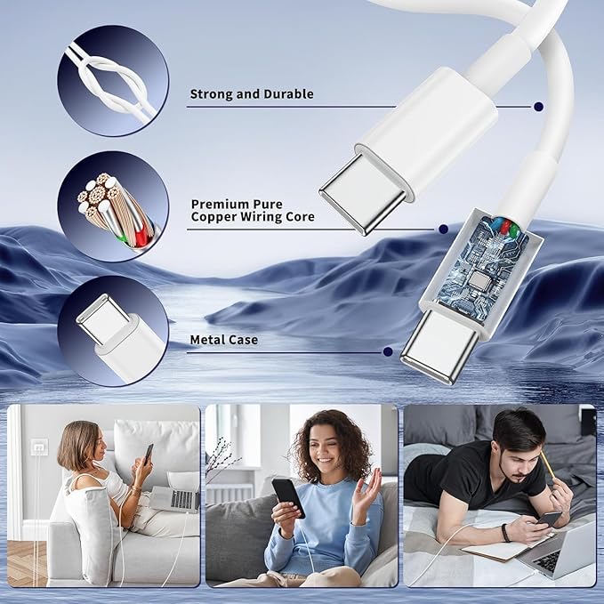 45W USB C Fast Charging for iPhone 17 Pro Max/16/15 Pro,3Pack 45W Dual Port USB C iPhone Charger Block & 6/10/10FT Long USB C Cable for iPhone 17 Pro/16 Pro Max/15 Plus/for Samsung S26 S25-Colorful