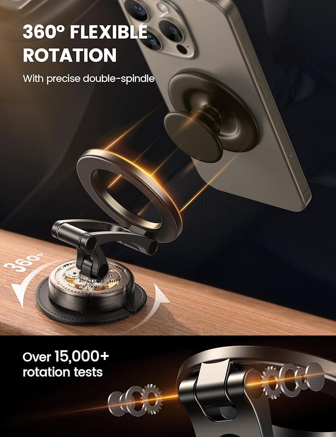Lamicall for MagSafe Car Mount [All-Metal] Magnetic Phone Holder for Your Car, [Flexible Three-axis] Cell Phone Car Mount Dashboard with N55 Strong Magnets for iPhone 16 15 14 13 12 Pro Max Plus Mini