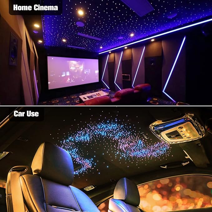 CHINLY Twinkle 400pcs 9.8ft 0.03in Starlight Headliner Fiber Optic Lights kit, Music Mode Bluetooth APP Control Remote, RGBW Star roof Lights for Star Headliner/Home Theater/Pool Ceiling