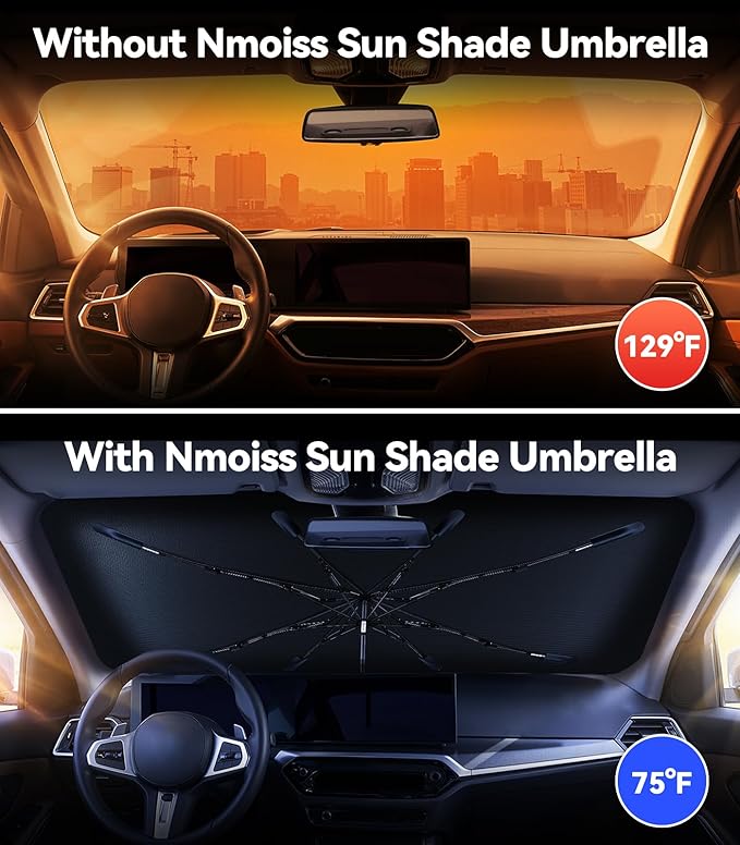 Windshield Sun Shade Umbrella for BMW - [Vinyl Coating Heat Shield] Protect Car from Sun Rays & Heat Damage Keep Cool and Protect Interior