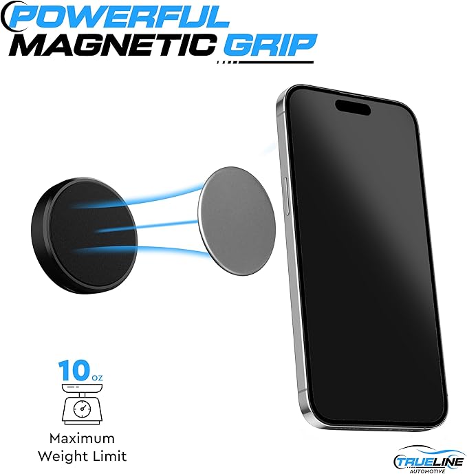 TRUE LINE Automotive Magnetic Phone Mount for Car - Car Phone Holder with Silicone Pad (Black)