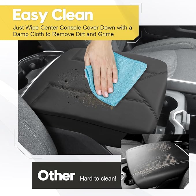 FIILINES Center Console Cover for Dodge RAM 1500 2500 3500 2009-2018 (Bucket Console Only), Armrest Cover Pad Cushion Seat Box Lid Protector RAM Accessories Armrest Cover Anti-Scratch Black