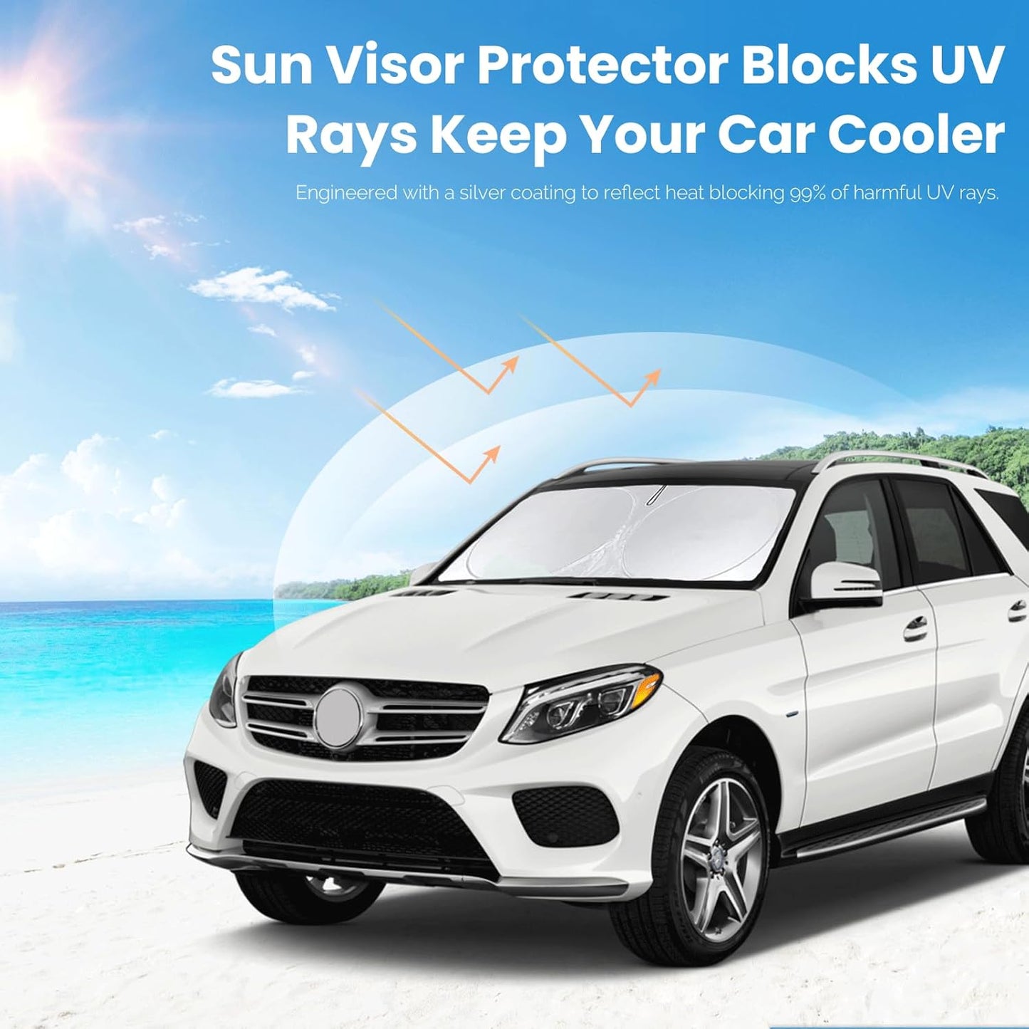 for GLC300 Windshield Sun Shade Foldable Sunshade for Mercedes Benz 2017-2022 GLC SUV Windshield Cover Car Front Window Sun Visor Shield 2024 for Benz GLE350 GLK GLA GLB GL ML350 EQC Car Accessories