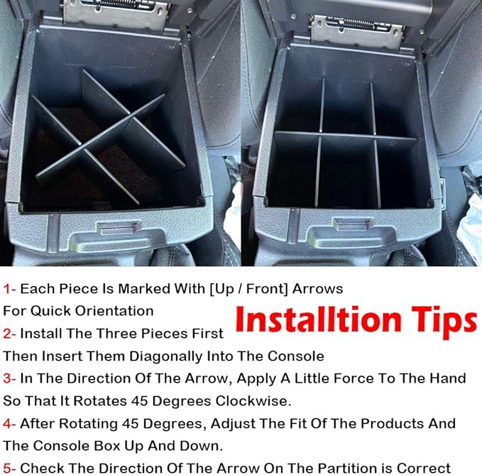 EDBETOS Center Console Organizer Insert Dividers Compatible with Toyota Tacoma 2016 2017 2018 2019 2020 2021 2022 2023 3rd Gen Tacoma Accessories Armrest Interlock Secondary Storage ABS Material