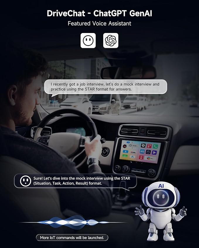 Magic Box - AI Box CarPlay Android Auto Wireless 2GB+16GB, Support YouTube, Netflix, Prime Video, Disney+, Spotify w/HDMI Output, Dual Wi-Fi & BT (5.4 & 4.2), USB Playback, AI-Powered (Piano Black)