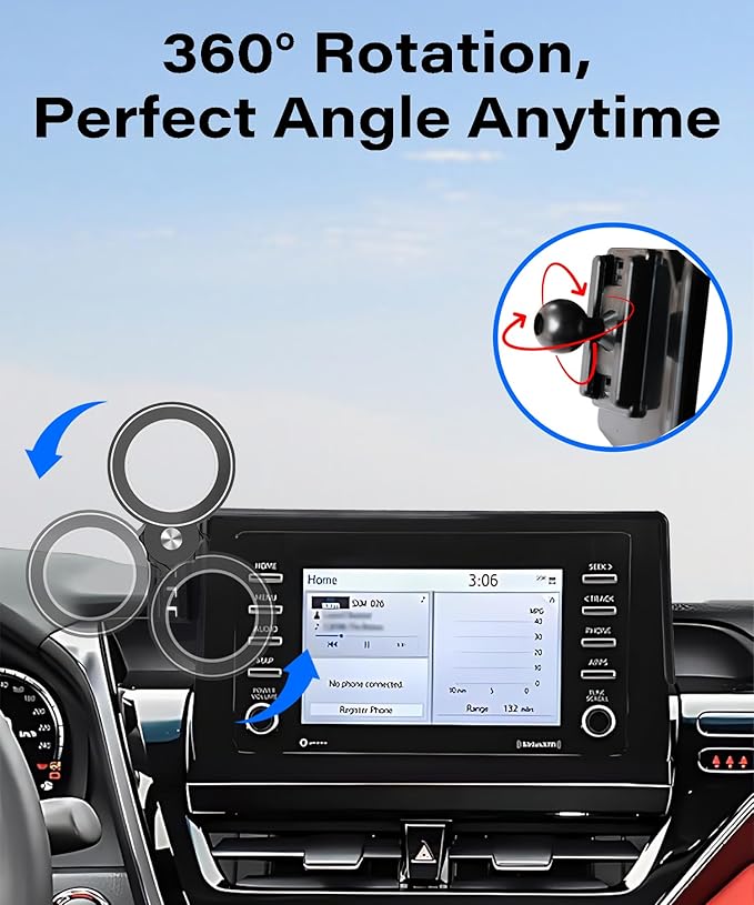 Car Phone Holder for 2021-2024 Toyota Camry Accessories Apply to 7 Inch Touch Screen Fixed Clip Magnetic Cell Phone Mount Hands-Free 360 Degree Rotation