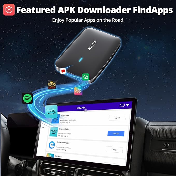 Portable AI Box CarPlay -2025 Upgrade Wireless CarPlay Adapter Compatible with YouTube, Plug & Play Smart AI Box Support DriveChat, Dual Bluetooth, Dual Wi-Fi, Max 128GB TF Card