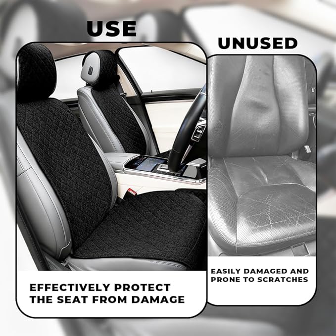 2PCS Linen Car Seat Covers Front Seats,Breathable Cloth Fabric Car Seat Protector - Universal Cloth Seat Covers Fit for Cars, Vans, SUVs, Trucks and for All Seasons - Black