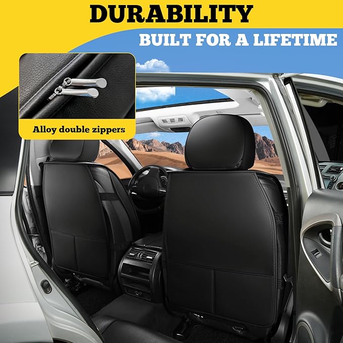 LINGVIDO Car Seat Covers Full Set (5 Seats) - Premium Perforated Nappa Leather, Waterproof Shield, Omni-Adapt Fit SUVs Sedans, Ultimate Family & Pet Protection