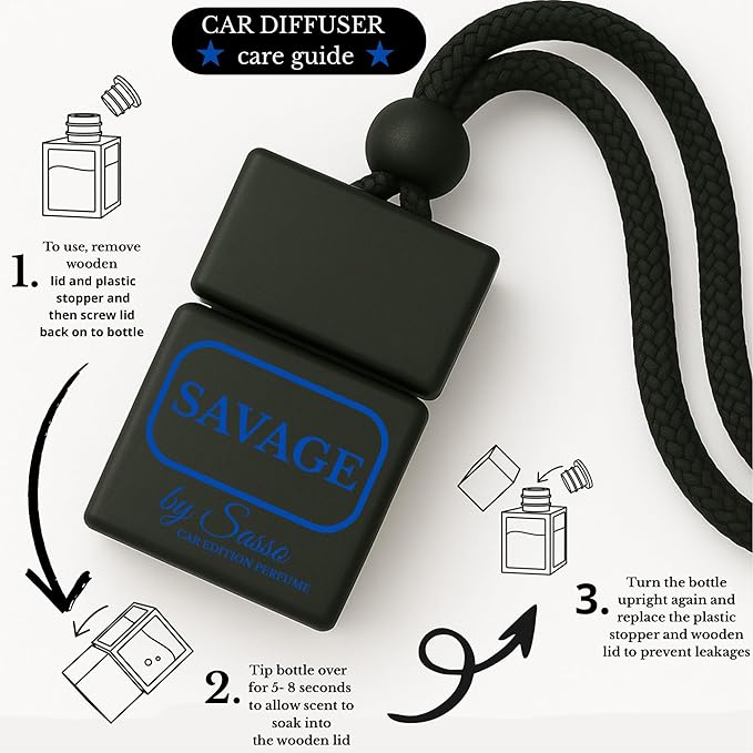 Car Diffuser Duo “Savage & Night Blue” – Inspired by Bestselling Men’s Fragrances – 90-Day Duration – Premium Car Air Fresheners - Fragrance By Sasso