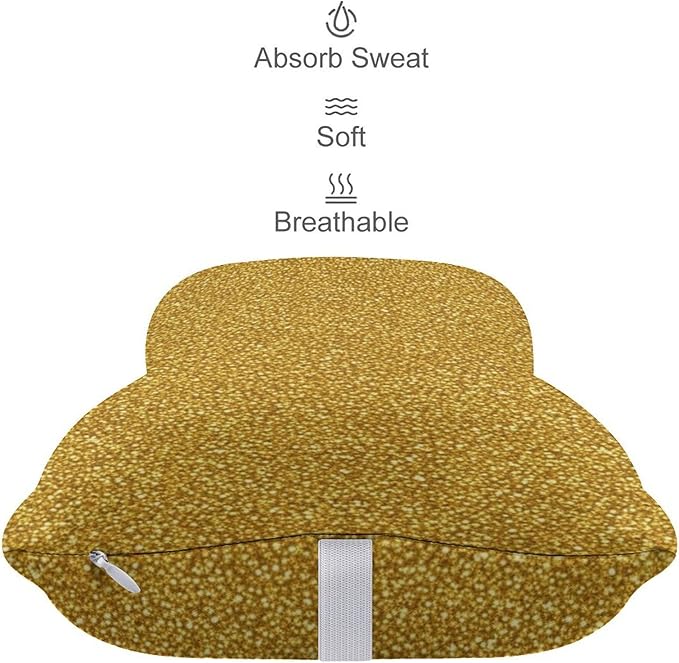 Headrest Pillow for Car Seat, 2 Pcs Memory Foam Neck Support Pillow for Neck Pain Relief, Compatible with Beautiful Gold Bling Glitter Sparkles Pattern Car Office Soft Travel Pillow