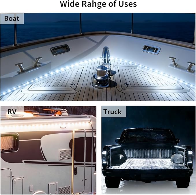 2Pcs 60-Inch Led Truck Bed Lights - Super Bright 2600LM 6000K White,IP67 Waterproof,with On/Off Switch & Fuse,Universal for Pickup/SUV/Van Bed Lighting