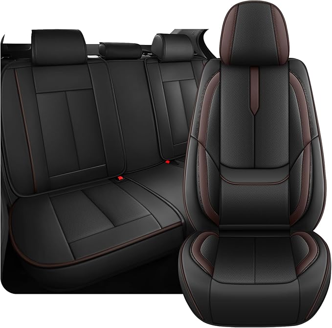 Fit for 98% of Mercedes Benz Car Seat Covers, Premium Nappa Leather Seat Cover, Fully Wrapped Protect Modern Style Seat Cover (5-Seat Standard, Black & Coffee)
