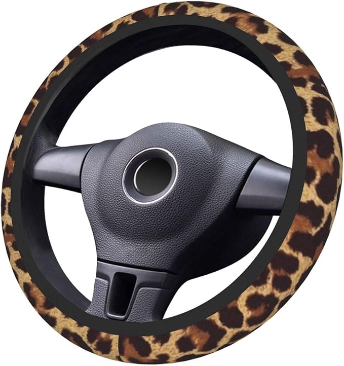 Cool Cheetah Leopard Universal 15 Inch Steering Wheel Covers Non Slip Neoprene Car Wrap Cover for Adults