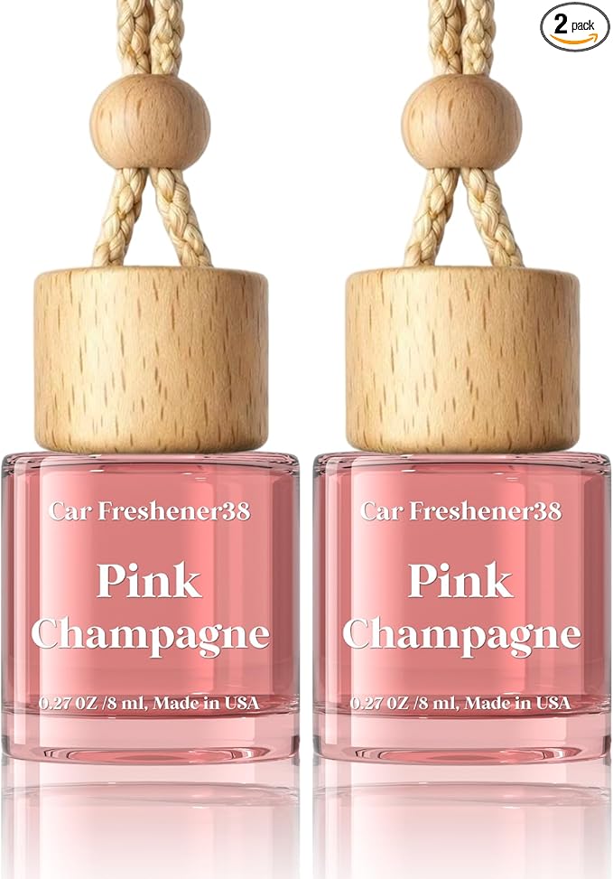 HoogaLife Car Air Freshener Diffuser 2 Pack Hanging Air Freshener Diffuser - Pink Sparkle Champagne Fragrance Oil Air Diffuse r for Car, 45+ Days Long Lasting Fragrance Made in USA (P38 SP)