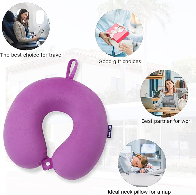 Travel Pillow Comfortable Neck Pillow U Shape Memory Foam Support Neck and Head Portable Travel Neck Pillow Suitable for Airplane, Trains, Self-Driving Cars