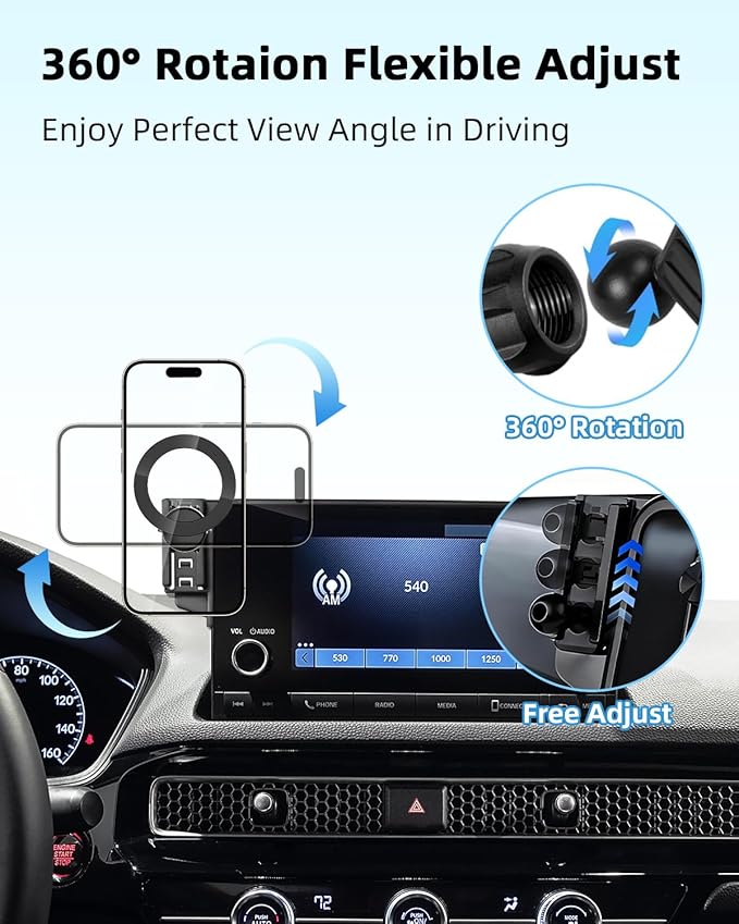 PZK Car Phone Holder for Honda Civic 2022-2026/Acura Integra 2023-2025 LX/EX/EX-L/Sport/Sport Hybrid/Touring/Si/Type R for 7/9-Inch Screen Compatible with MagSafe Phone Mount with Storage Box