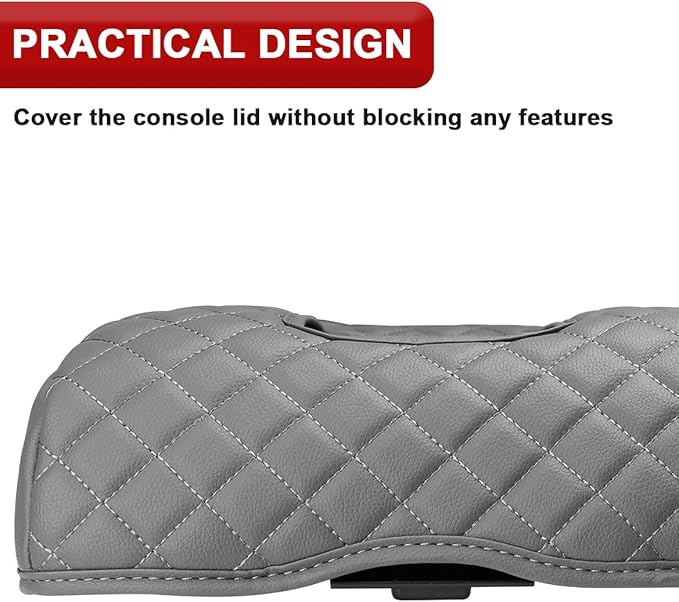 KBH Center Console Armrest Cover for Toyota Tundra 2014-2021, Vinyl Leather Arm Rest Cover for Car, Durable Middle Console Lid Covering, Middle-Cut