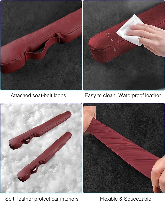 Leather Car Seat Gap Filler Universal for Car Truck SUV to Block The Gap Between Seat and Console Stop Things from Dropping 2 Sets Red, SGF02R