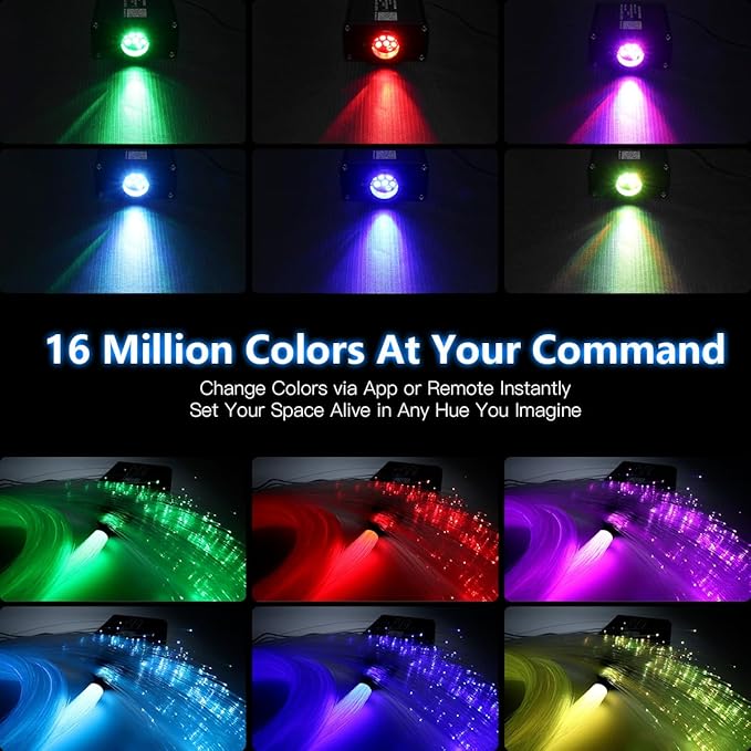 Twinkle Starlight Headliner Light,16W 650pcs 9.8ft LED Star Ceiling Fiber Optic Light Kit APP/Remote Control for Car/Home/Party