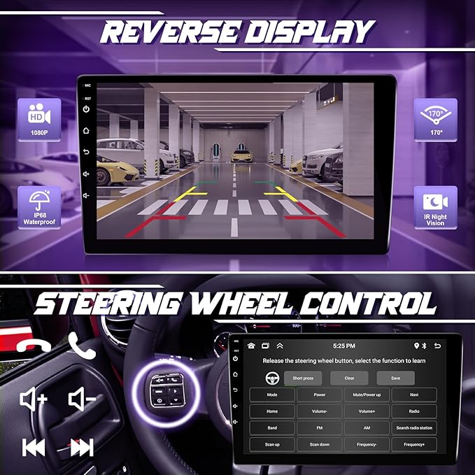 Leadfan Car Radio for Jeep Wrangler JK 2007-2018 Dodge RAM 1500 2500 3500 Wireless CarPlay Android Auto, 10.1inch Touch Screen for Dodge Grand Caravan Car Stereo GPS Navi Bluetooth FM SWC+Rear Camera