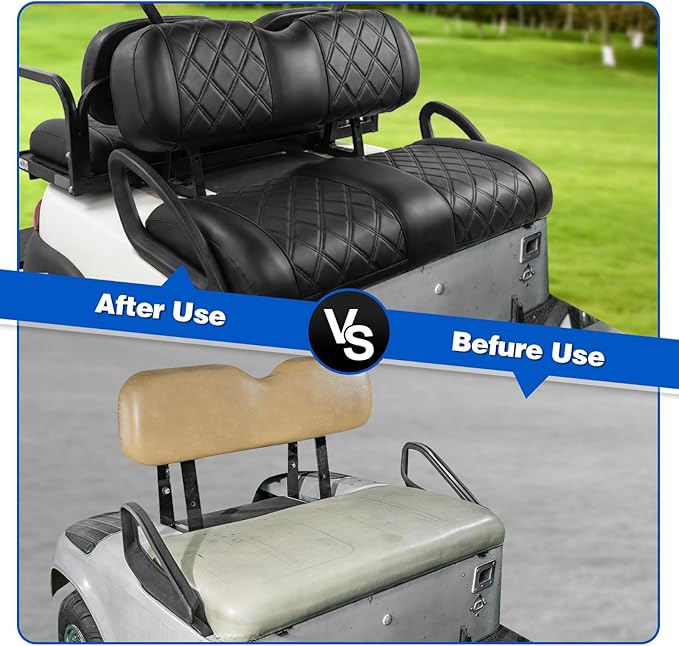 NOKINS Golf Cart Diamond Seat Covers Kit with Sponge Padding - Fit for Most OEM Standard Front Seats, OEM Standard Seat Upgrade Seat Covers (Fit for EZGO TXT 1994-2013/EZGO RXV)