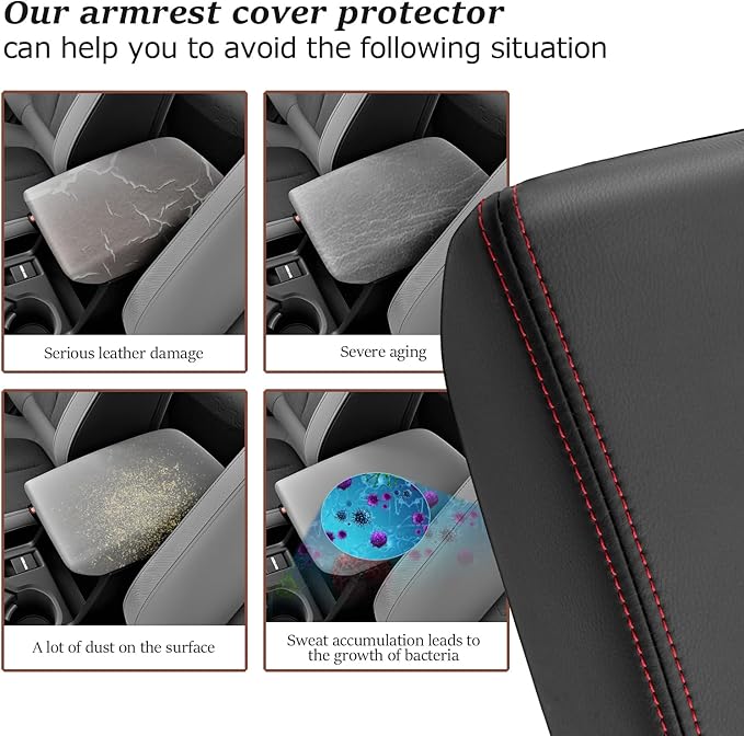 SKTU 2025 2026 Forester Center Console Cover for 2025 2026 Subaru Forester (Base/Premium/Sport/Limited/Touring) Armrest Cover Subaru Forester 2025 2026 Accessories Console Cushion (Red Line)