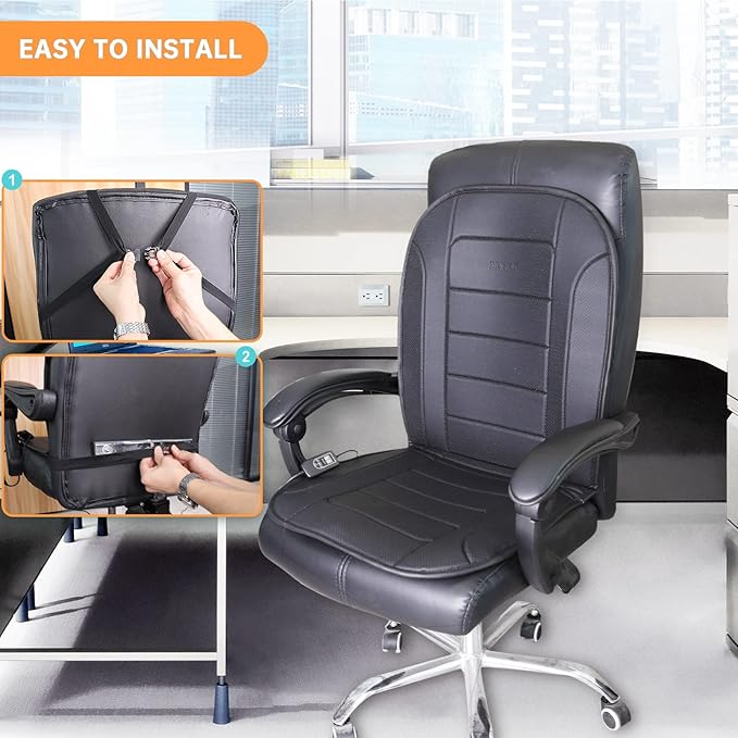 Heated Seat Cushion for Office Chair with Temperature Control and Timer, Back and Seat Heating - for Office/Home Use