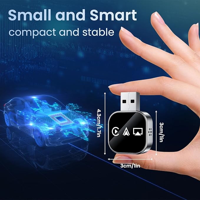 Wireless Carplay Mirror Link Adapter for Apple 3 in 1 Bluetooth Mirroring iOS Phone to Car Screen Adapter 2026 Wired to Wireless Portable USB Car Play Screen Connector for iPhone to Watch Movies