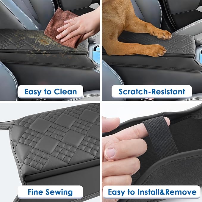 for 2025 2026 BMW X3 Center Console Cover for BMW X3 G45 (30 xDrive/M50 xDrive), Comfy&Cushion Leather Armrest Cover 2026 2025 X3 Interior Accessories (Black-Padded)