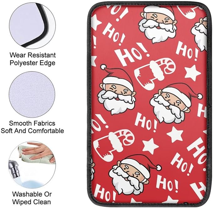 Christmas Hoho Car Armrest Storage Box Mat Car Center Console Cover Car Armrest Seat Box Cover for Most Vehicle, SUV, Truck Car Decors