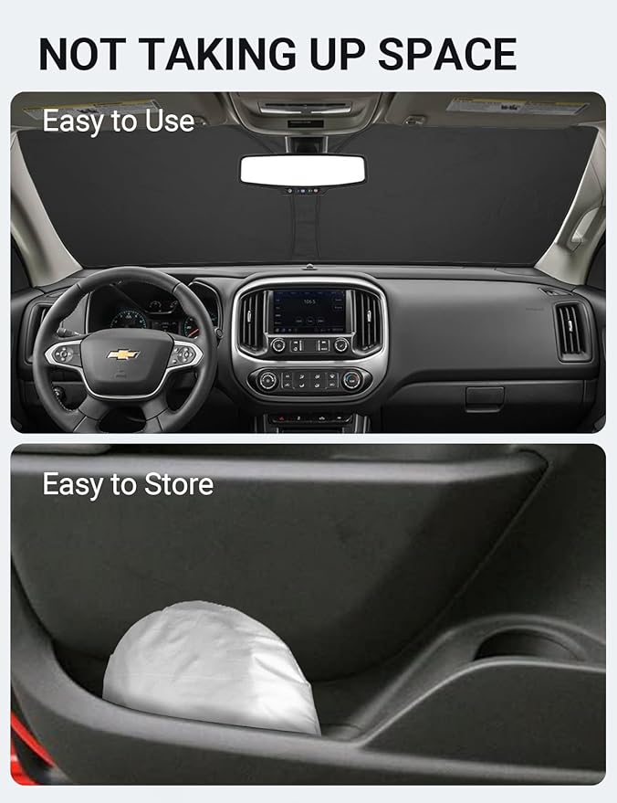 Proadsy 2026 Upgrade Front Windshield Sun Shade Foldable Sunshade Protector Custom Fit 2015-2022 Colorado Pickup Truck Accessories