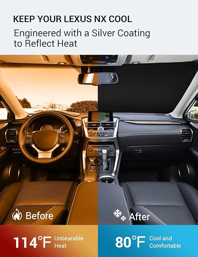 Proadsy 2026 Upgrade Windshield Sun Shade Custom Fit 2015-2021 NX Foldable Front Sunshade Protector Sun Visor Blocks UV Rays Keep Car Cooler