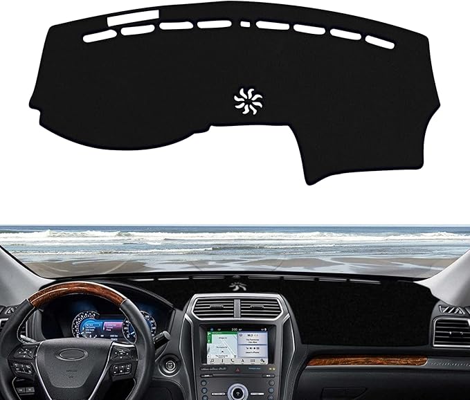 x xotic tech Center Console Dashboard Mat Pre-Cut Non-Slip Sunshield Sun Glare Protector Dash Carpet Pad Black Cover Compatible with Ford Explorer 2011-2019