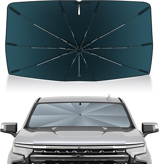 Autorder Windshield Sun Shade Umbrella for 2019-2026 Chevrolet Silverado/GMC Sierra Accessories,Upgraded Ice Crystal Material,Easy Setup Umbrella Sunshade for Car Windshield,100% Sun Blocking