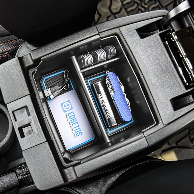 EDBETOS Center Console Organizer Tray Compatible with Jeep Wrangler JK/JKU 2011-2018 Rubicon Sport Sahara Accessories Armrest Storage Glove Box, (Blue Trim)