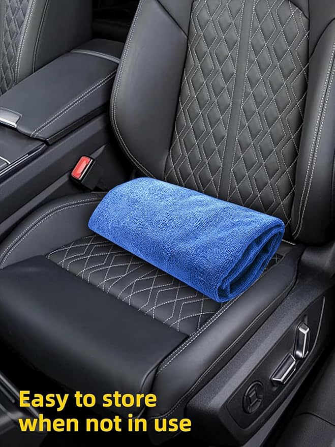 ZIMABLUE 1PC Waterproof Towel Car Seat Cover - 525g Heavy Duty 3-Layer Microfiber Sweat Protector for Bucket Seats - Non-Slip Machine Washable Universal Fit for Gym, Yoga, Beach, Pets & Outdoors-Blue