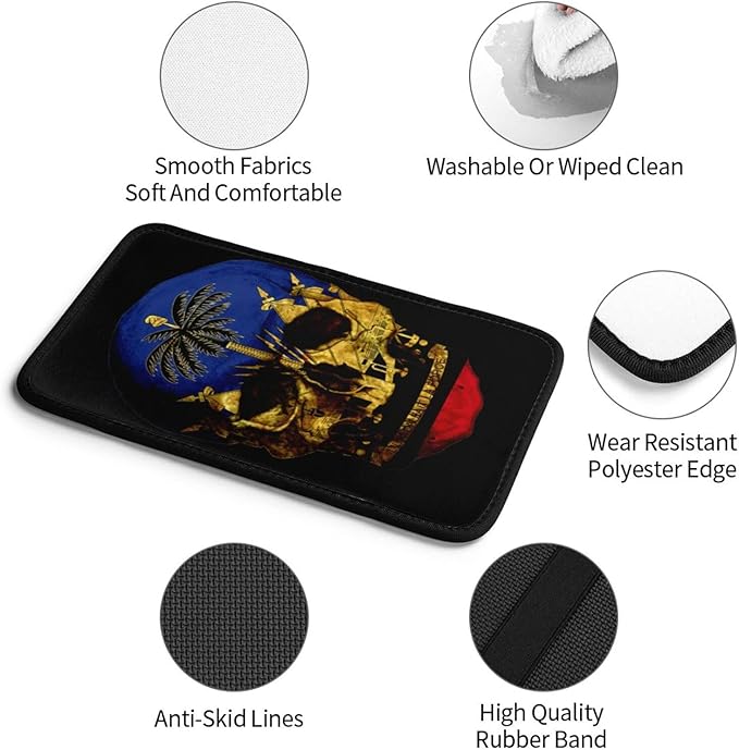 Haitian Flag Haitian Skull Car Armrest Cover Auto Center Console Pad Soft Car Armrest Cushion Handrail Box Universal Decoration Cushion