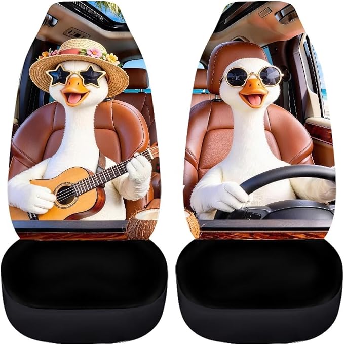 Goose Car Seat Covers Cool Comfortable Car Seat Cover for Front Seats Set of 2 Removable Automotive Accessories Elastic Polyester Suitable for Most Cars,SUV,Sedan