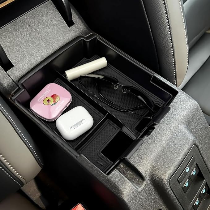 Zxiaochun Center Console Tray Compatible with 2025 2026 Ford Bronco 4-Door Accessories, Full Size Console Armrest Box Organizer, ABS Plastic Black (NOT for Manual & 2-Door & Sport Model)