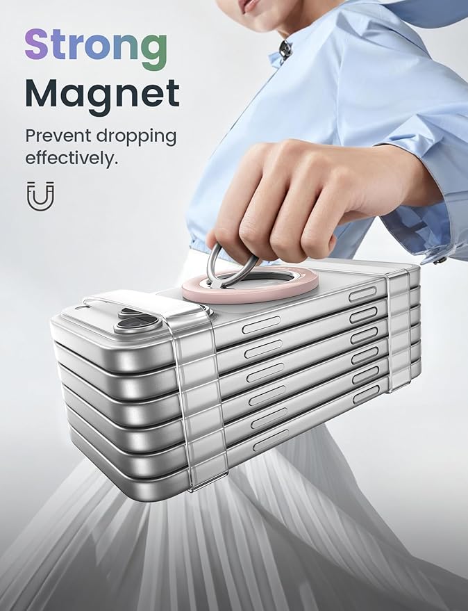 Lamicall for MagSafe Magnetic Phone Ring, 360° Rotating Ring with [Smooth Damping], Crystal Pink Finger Grip Christmas for Girls, Women, Strong Mag Safe Accessories for iPhone 17 Pro Max, All Phones