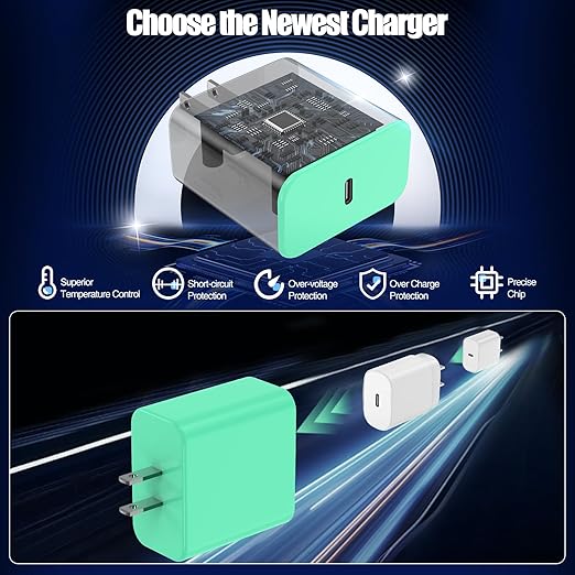 USB C Fast Charger for iPhone 17/ Air/16/15 Pro Max,2Pack 10FT Type C Charger Block & Cable, PD 3.0 Super Fast Charging for iPad Pro MacBook Air/Pro M1/M2, AirPods-Green