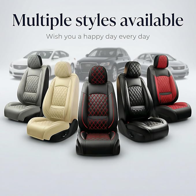Fit for Equus Seat Covers Compatible with Hyundai Equus 2011-2016 - Waterproof Breathable Leather Automotive Seat Cushions Protector,Airbag Compatible,Only 2 Front seat Covers(Black)