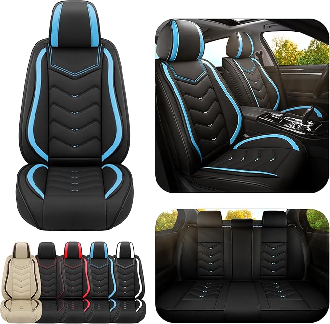 Car Seat Covers for Lexus ES 350 2007-2026, Premium Nappa Leather Car Seat Cover, Stylish Sport Seat Covers， Automobile Seat Cover Sets.(Standard 5 Seats/Black Blue)