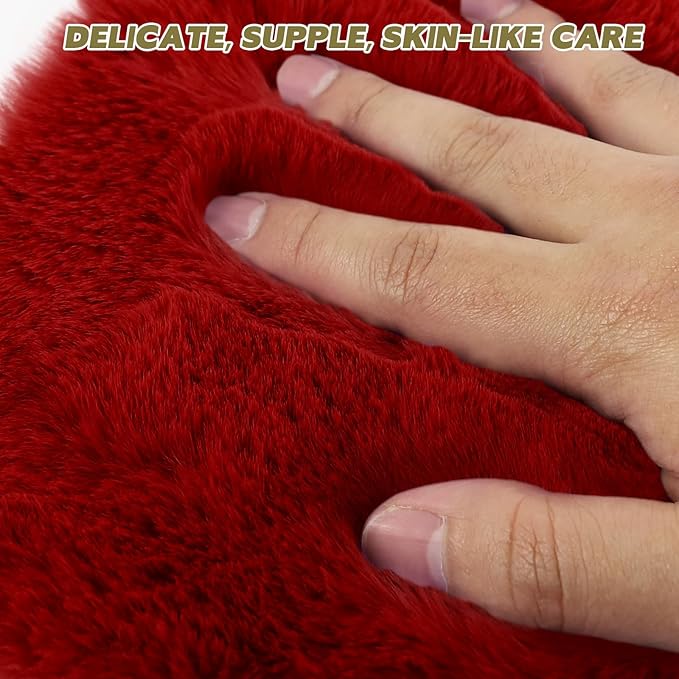 wuyaoyao Sheepskin Car Seat Cushion, Soft Comfort Fur Wool Car Seat Covers, Winter Warm Auto Front Seat Cushion Pad, Fuzzy Seat Bottom Protector Universal for Vehicle Office Chair (Wine Red)