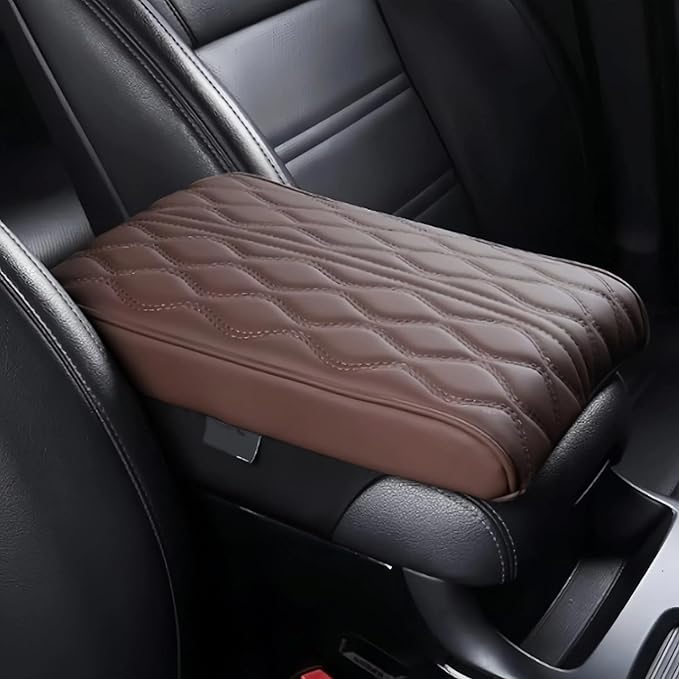 Leather Car Armrest Box Pad, 2025 Upgrade Universal Auto Arm Rest Cushion Memory Cotton Armrest Box Pad, Car Center Console Cover for Most Vehicle, Car Accessories (#3)