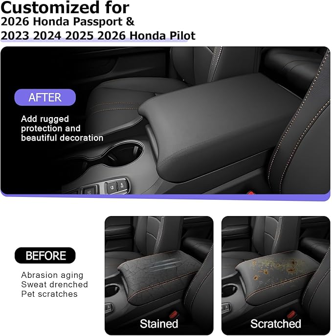 LUWU Center Console Cover Hidden Storage Box Compatible with 2026 Passport & 2023-2026 Pilot/Ridgeline Accessories Silicon Material Armrest Cover Center Console Hidden Organizer Box (2 in 1 Design)