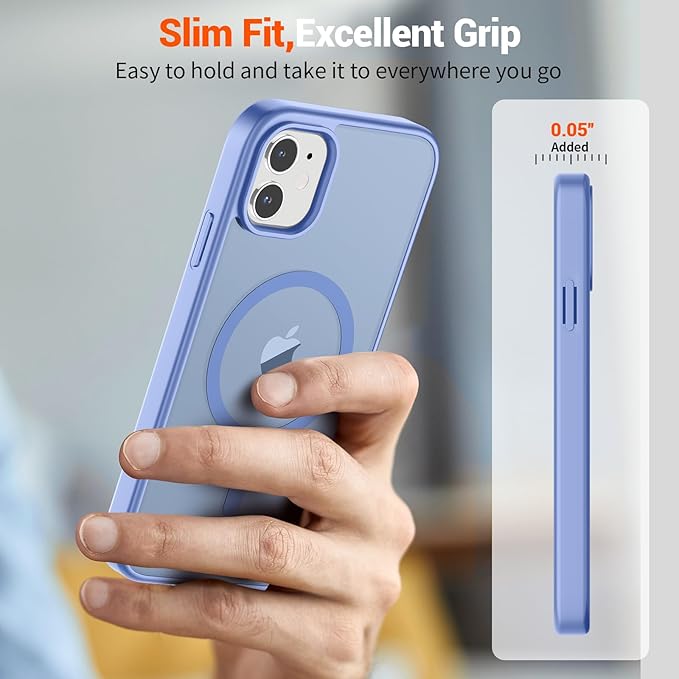SUPFINE Magnetic for iPhone 12 Case/iPhone 12 Pro Case (Compatible with MagSafe)(Military Grade Drop Protection) Slim Translucent Matte Shockproof with Anti-Fingerprint Phone Case,Blue Purple