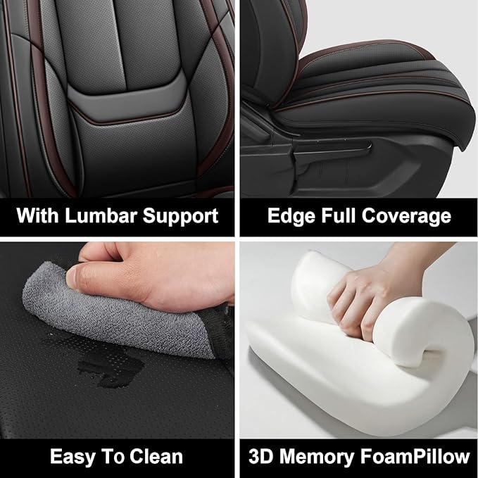 Fit for 98% of Mercedes Benz Car Seat Covers with Headrests, Premium Nappa Leather Seat Cover, Fully Wrapped Protect Modern Style Seat Cover (2-Seat Luxury, Black & Coffee)